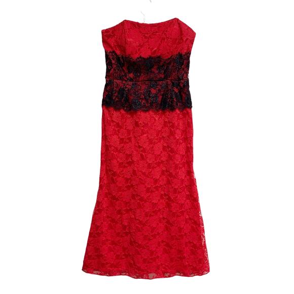 Vintage Fiesta Womens Size XL Red Black Lace Strapless Dress - Picture 1 of 7